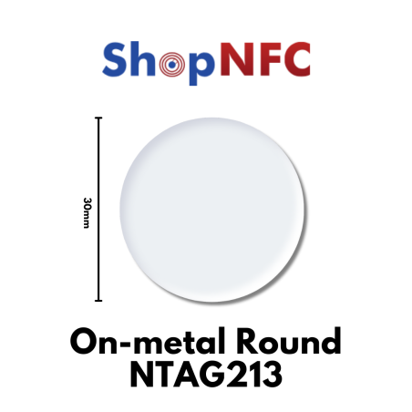 Etiqueta NFC Antimetal NTAG213 redonda adhesiva IP68 30mm