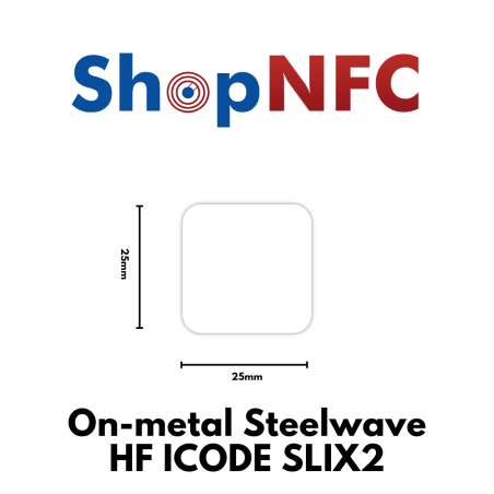 Etiqueta NFC Antimetal ICODE SLIX 2 Steelwave HF 25x25mm
