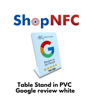 Présentoir de table en PVC avec puce NFC NTAG213